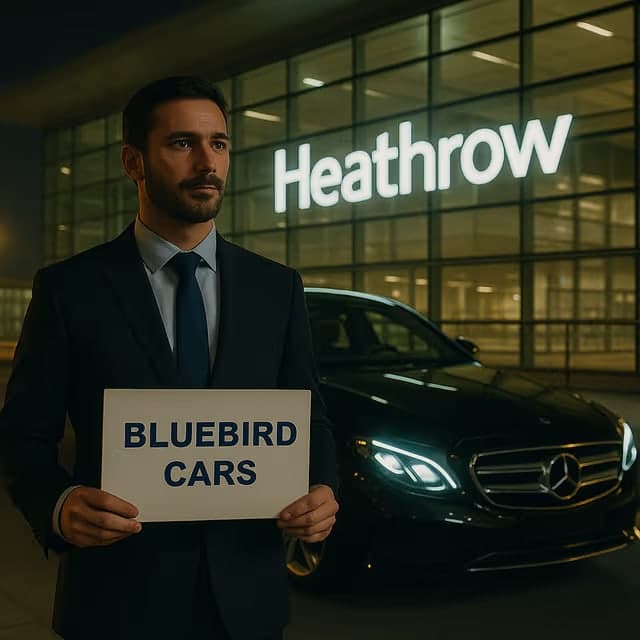 Bluebird Cars private hire driver on a UK taxi route
