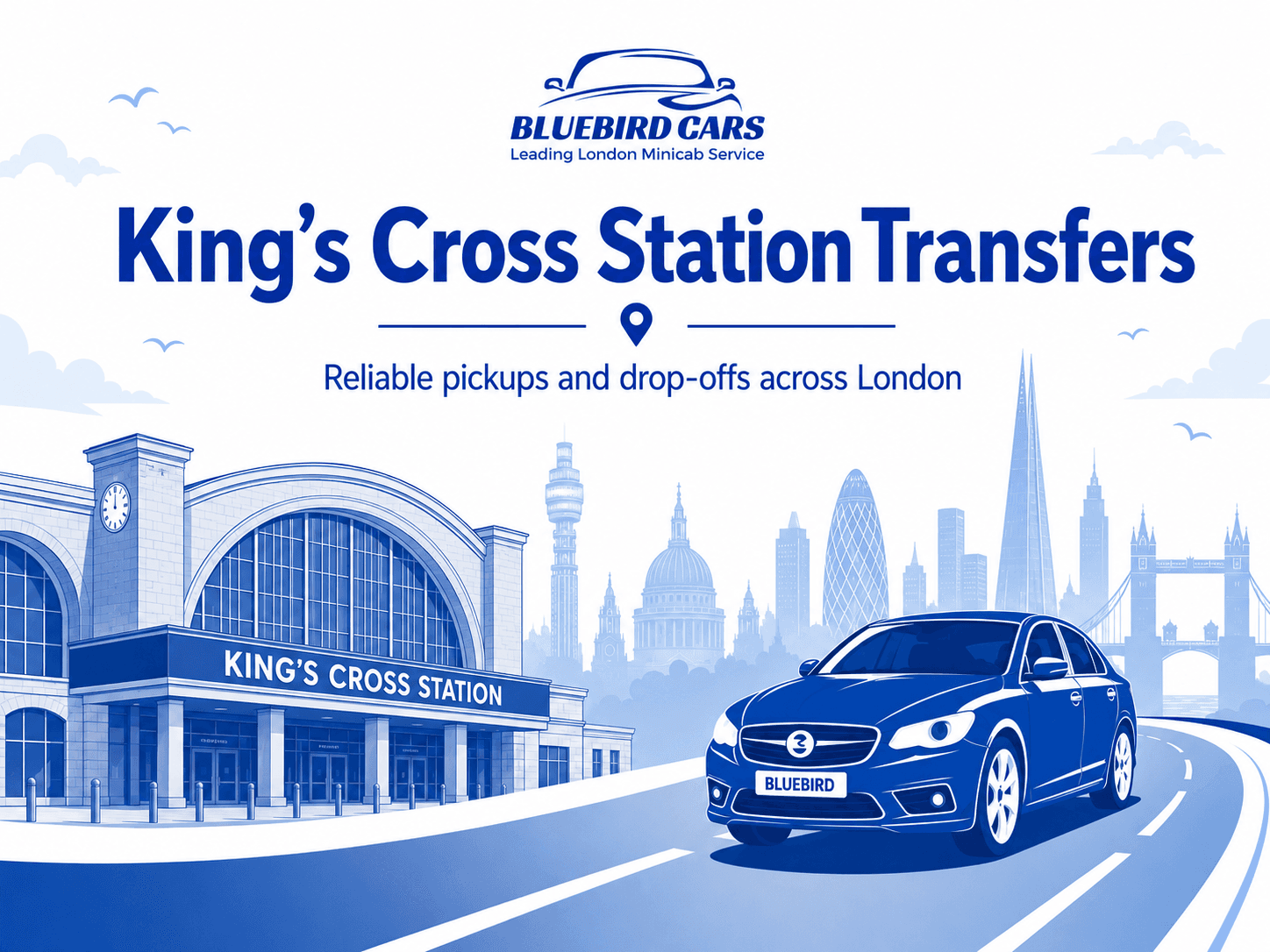 King’s Cross Station taxi passenger travelling with Bluebird Cars